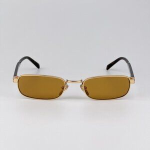 Prada PRB54S Sunglasses – Gold Rectangle Metal Frame Honey Lenses | Model 5AK50P